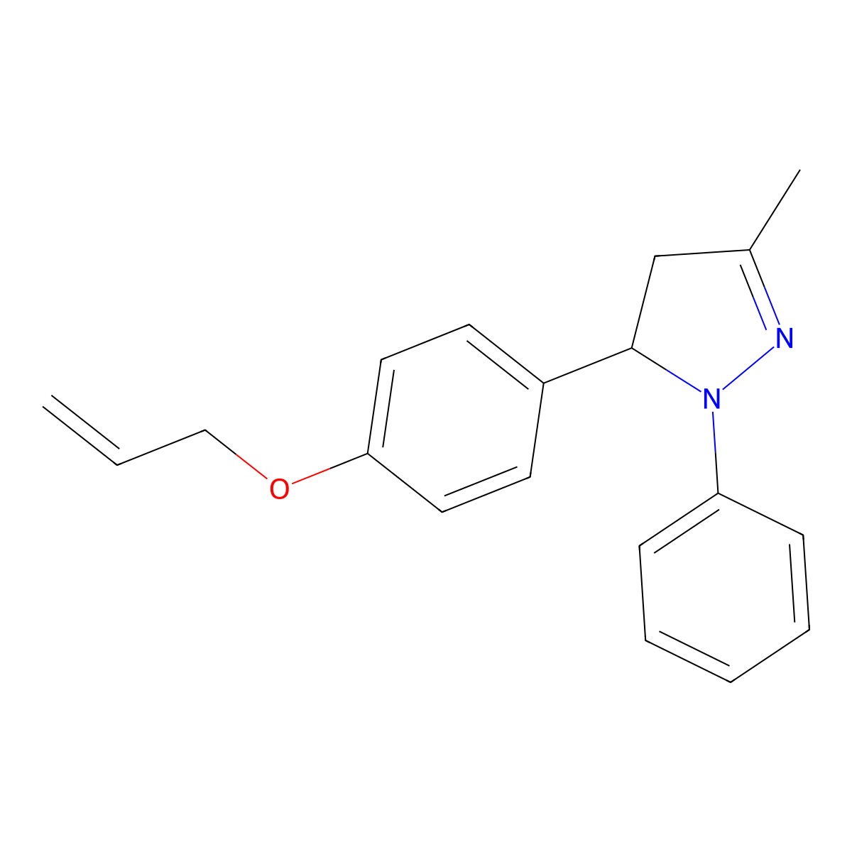 5-Methyl-2-phenyl-3-(4-prop-2-enoxyphenyl)-3,4-dihydropyrazole molecular structure, CAS 431893-38-8