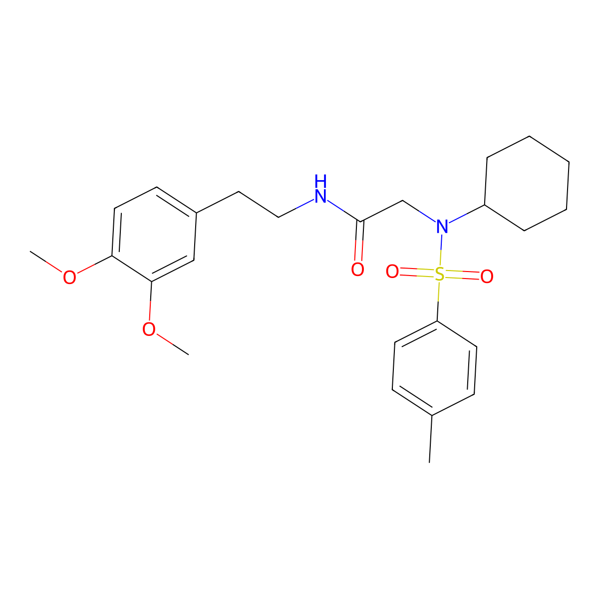 2-[cyclohexyl-(4-methylphenyl)sulfonylamino]-N-[2-(3,4-dimethoxyphenyl)ethyl]acetamide molecular structure, CAS 431893-39-9