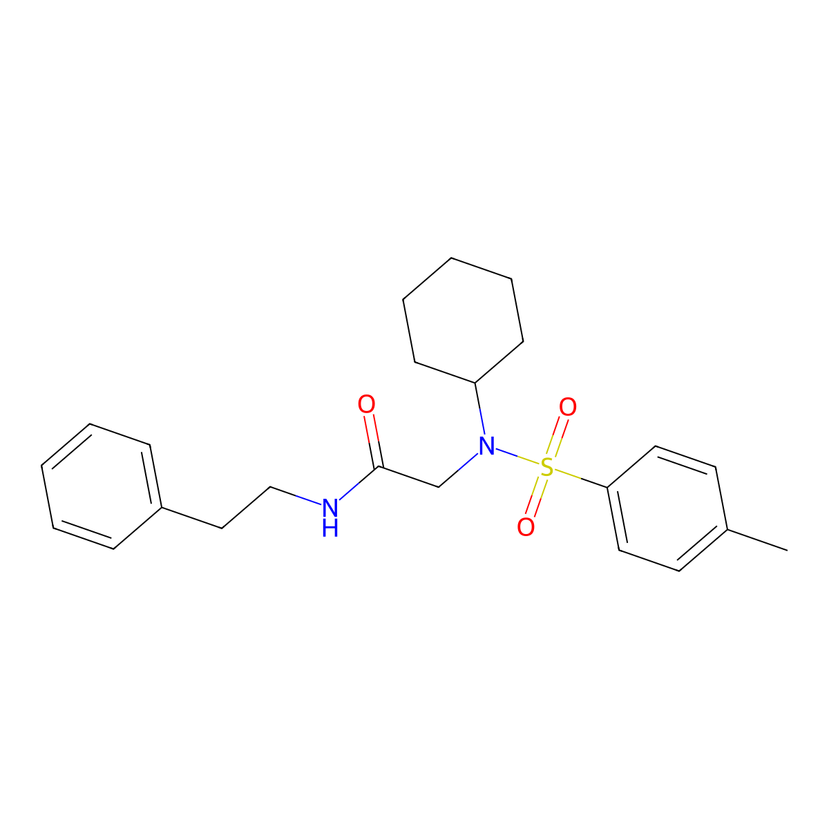 2-{cyclohexyl[(4-methylphenyl)sulfonyl]amino}-N-(2-phenylethyl)acetamide molecular structure, CAS 431893-68-4