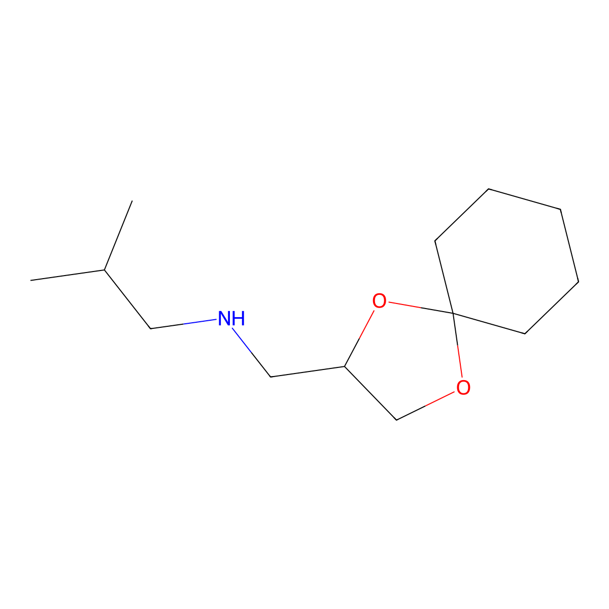 N-(1,4-dioxaspiro[4.5]dec-2-ylmethyl)-2-methylpropan-1-amine molecular structure, CAS 431893-77-5