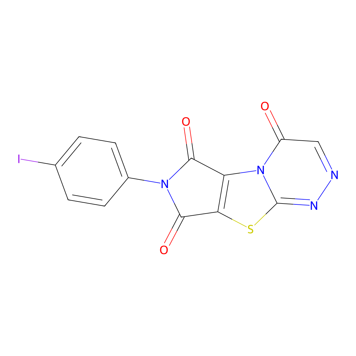 2-(4-Iodophenyl)pyrrolo[3,4][1,3]thiazolo[1,4-b][1,2,4]triazine-1,3,8-trione molecular structure, CAS 431894-13-2