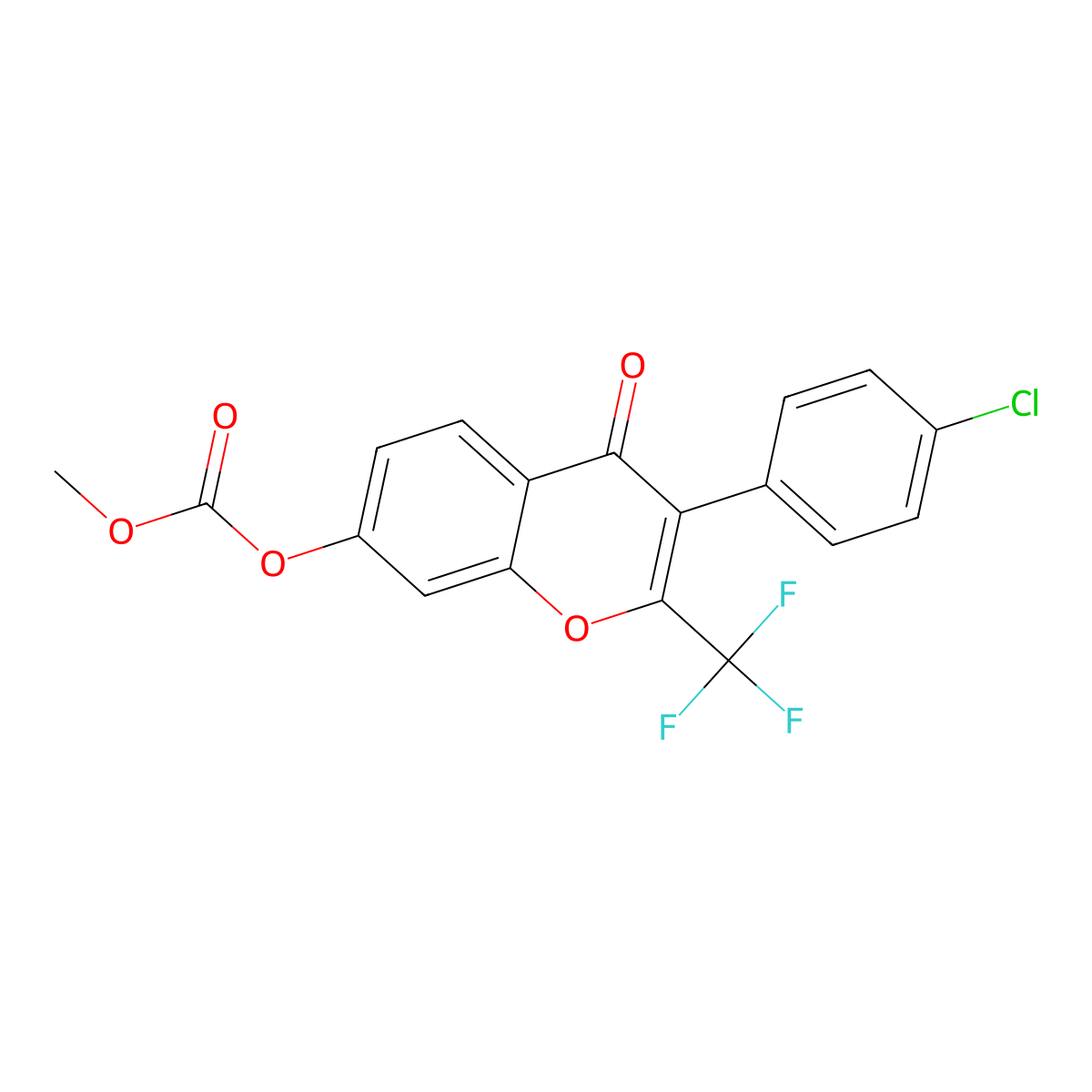3-(4-chlorophenyl)-4-oxo-2-(trifluoromethyl)-4H-chromen-7-yl methyl carbonate molecular structure, CAS 431894-38-1