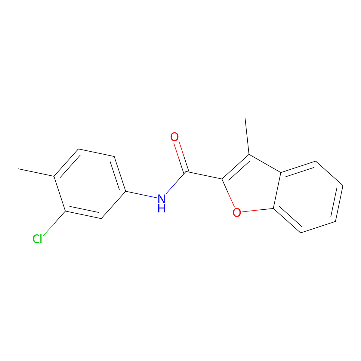 N-(3-chloro-4-methylphenyl)-3-methyl-1-benzofuran-2-carboxamide molecular structure, CAS 431895-81-7