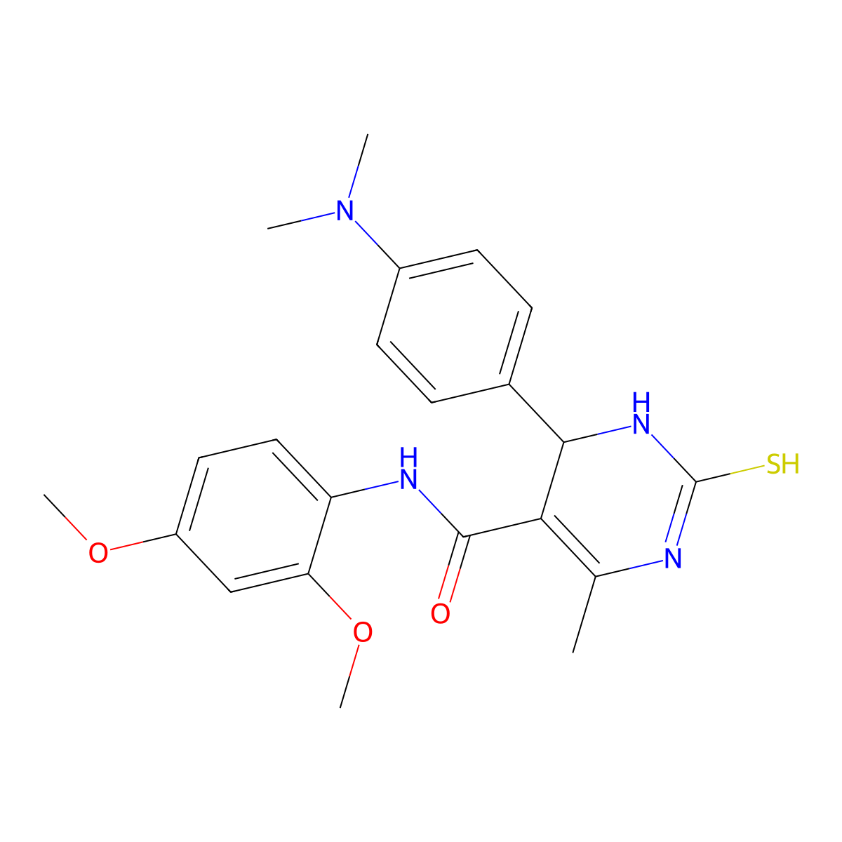 N-(2,4-dimethoxyphenyl)-6-[4-(dimethylamino)phenyl]-4-methyl-2-sulfanyl-1,6-dihydropyrimidine-5-carboxamide molecular structure, CAS 431895-83-9