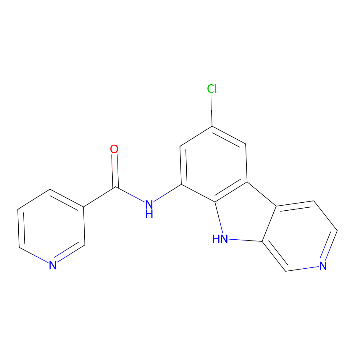 N-(6-chloro-9h-pyrido[3,4-b]indol-8-yl)-3-pyridinecarboxamide molecular structure, CAS 431898-65-6