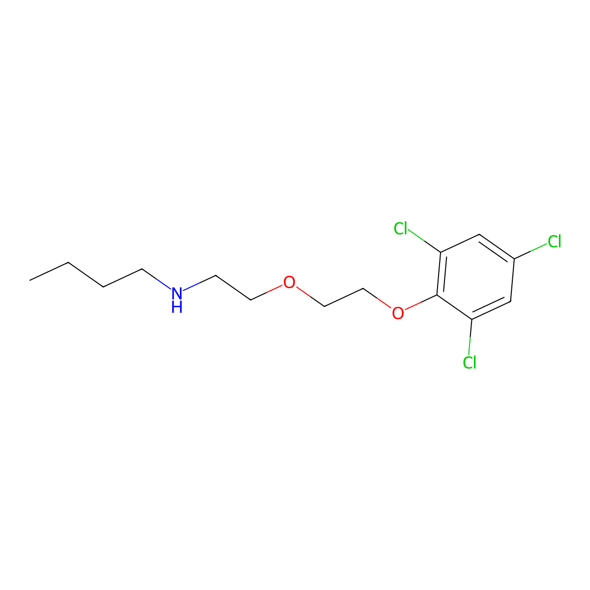 N-[2-[2-(2,4,6-trichlorophenoxy)ethoxy]ethyl]butan-1-amine molecular structure, CAS 4319-69-1