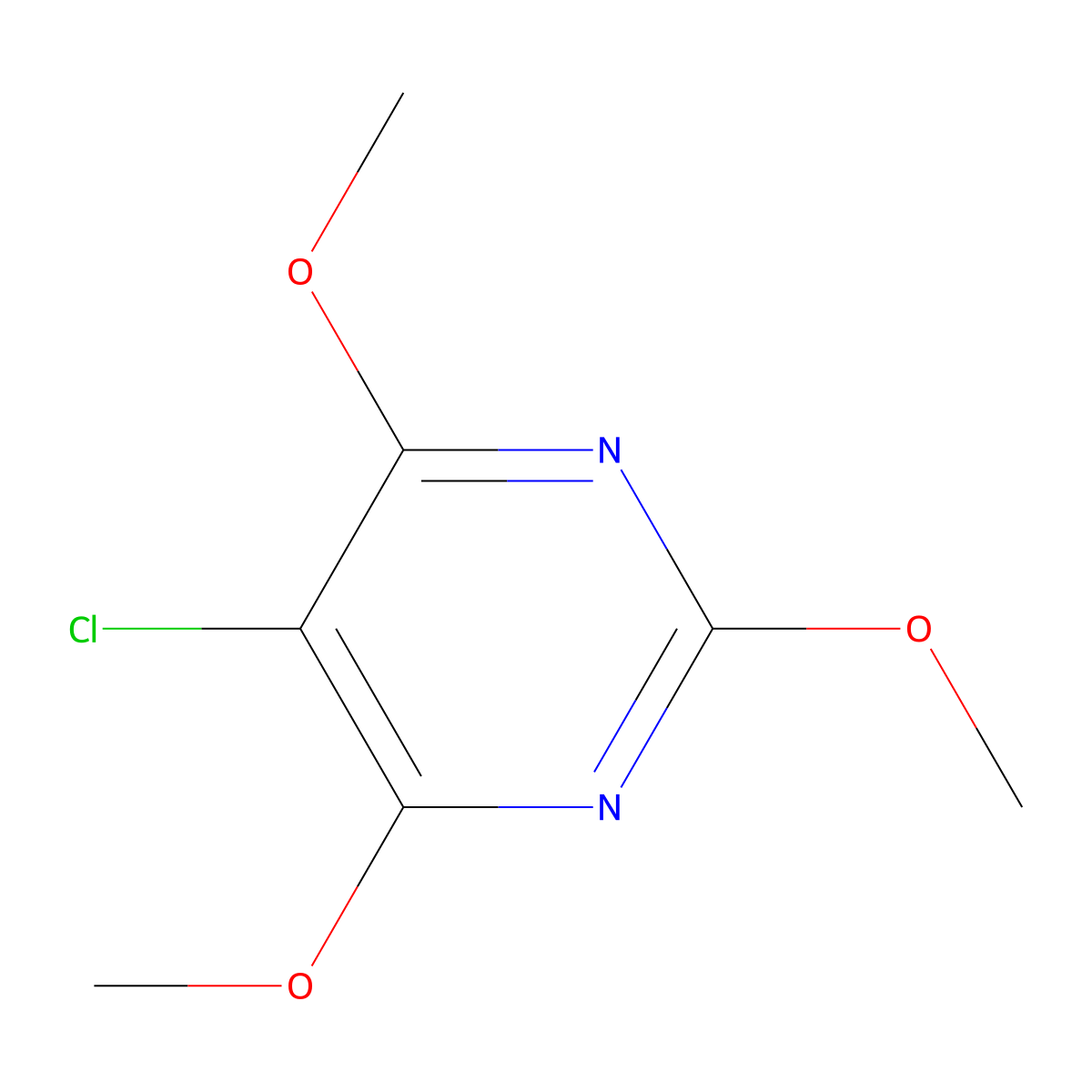 5-Chloro-2,4,6-trimethoxypyrimidine molecular structure, CAS 4319-89-5