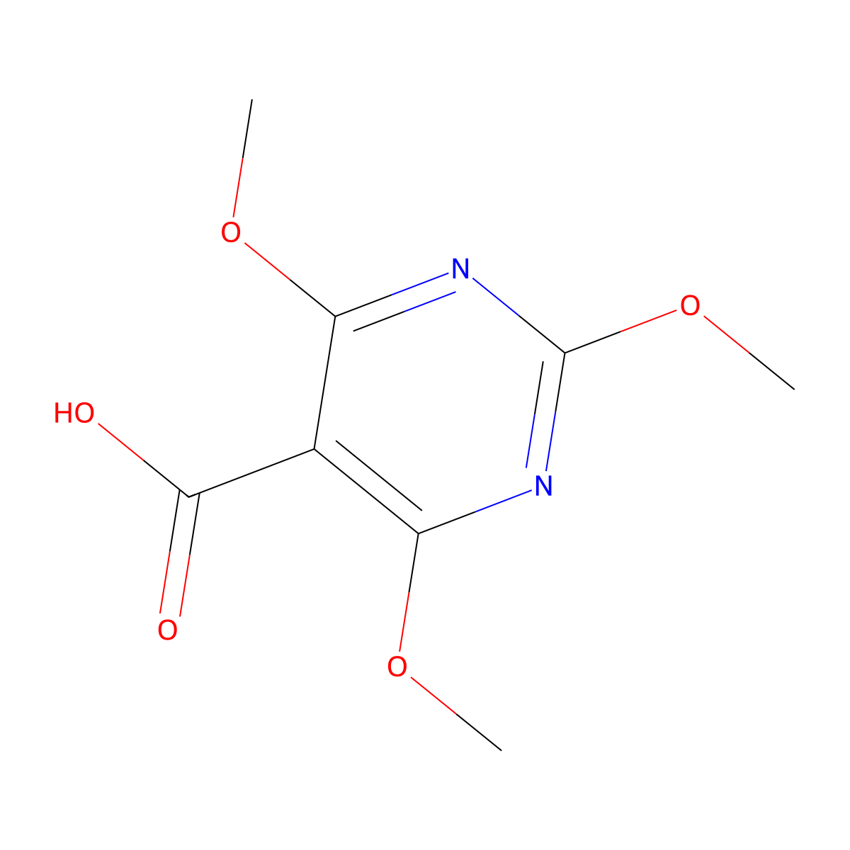 2,4,6-Trimethoxypyrimidine-5-carboxylic acid molecular structure, CAS 4319-98-6