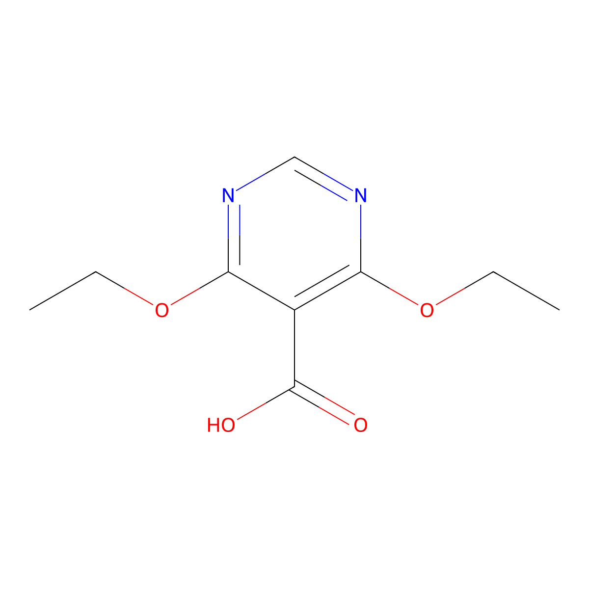 4,6-Diethoxypyrimidine-5-carboxylic acid molecular structure, CAS 4319-99-7