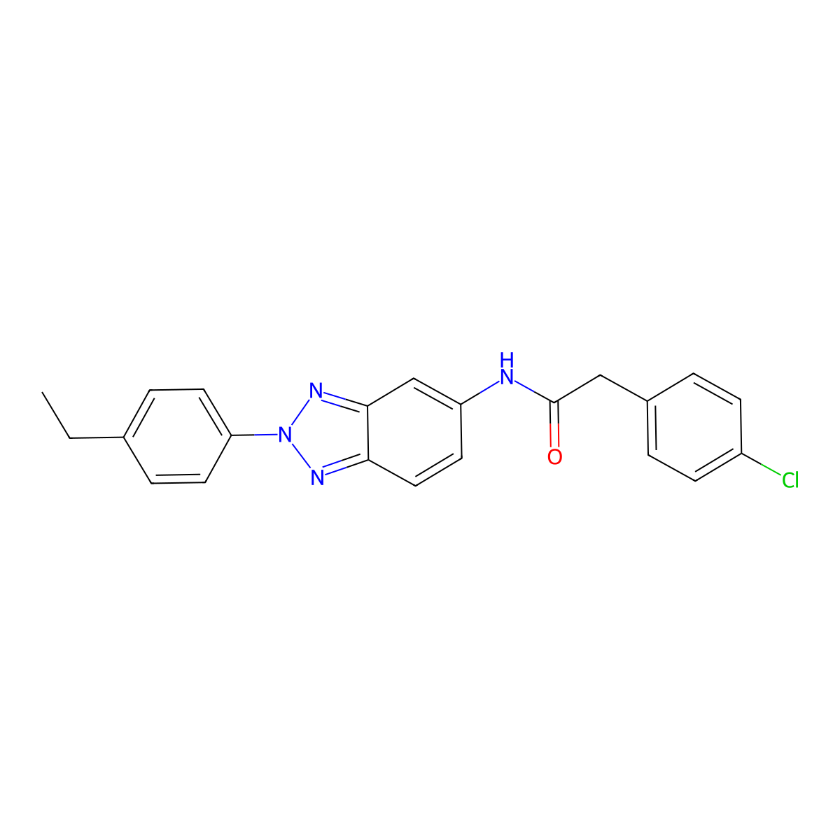 2-(4-chlorophenyl)-N-[2-(4-ethylphenyl)benzotriazol-5-yl]acetamide molecular structure, CAS 431906-24-0