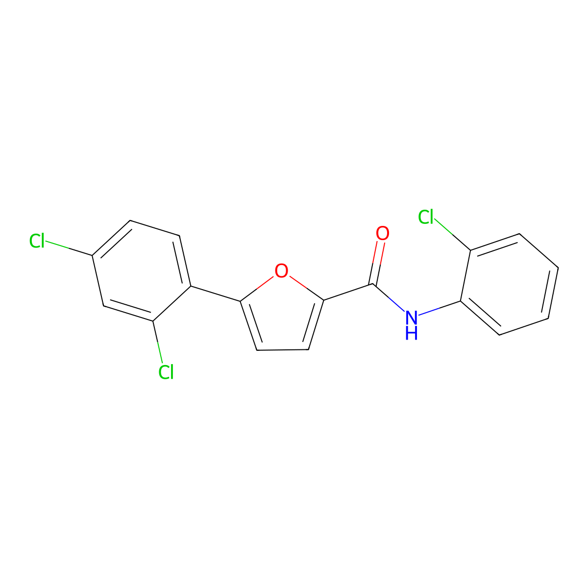 N-(2-chlorophenyl)-5-(2,4-dichlorophenyl)furan-2-carboxamide molecular structure, CAS 431906-25-1