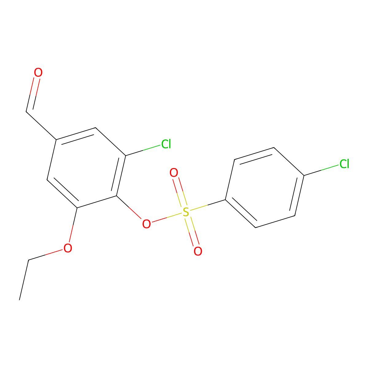 2-Chloro-6-ethoxy-4-formylphenyl 4-chlorobenzenesulfonate molecular structure, CAS 431906-42-2