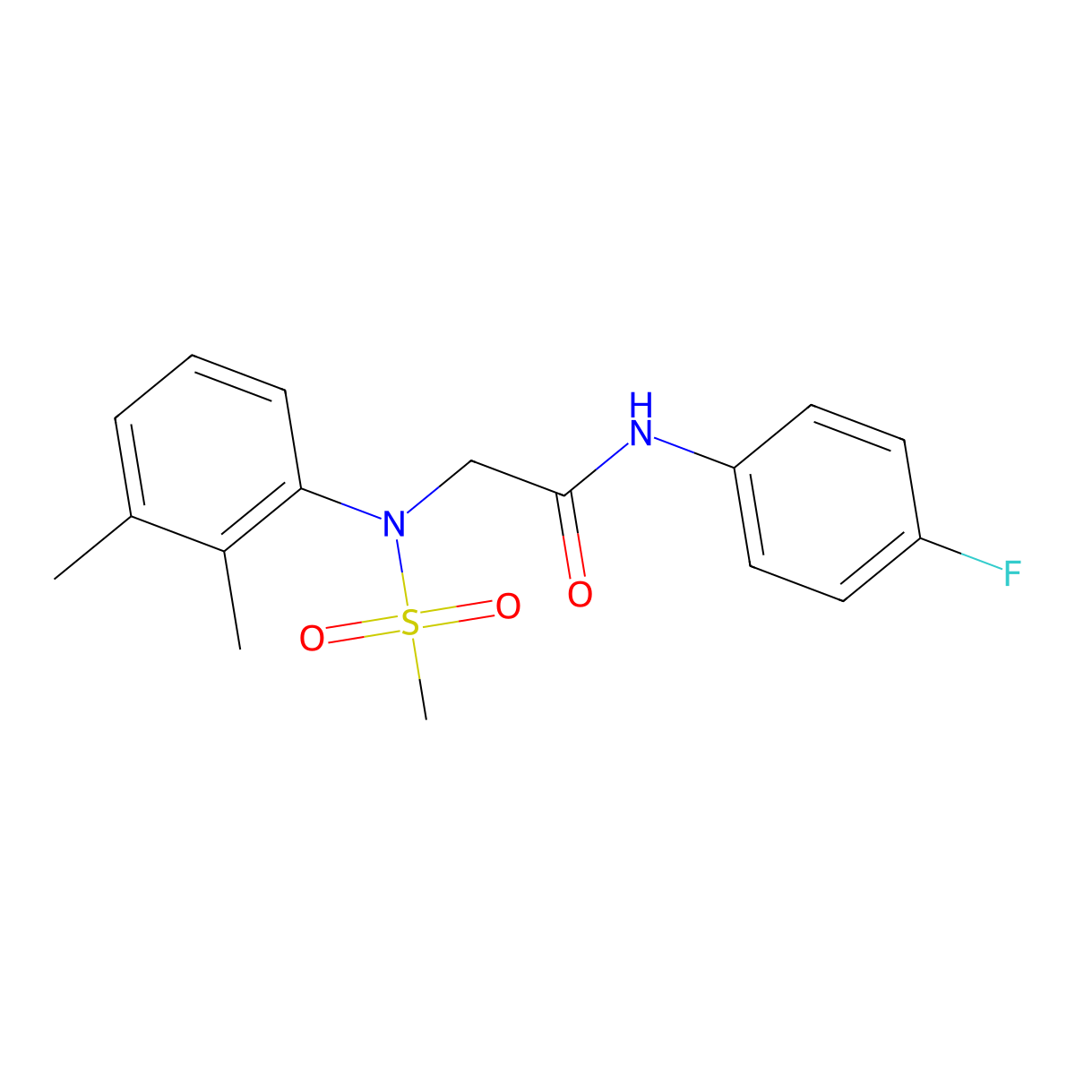 2-(2,3-dimethyl-N-methylsulfonylanilino)-N-(4-fluorophenyl)acetamide molecular structure, CAS 431906-48-8