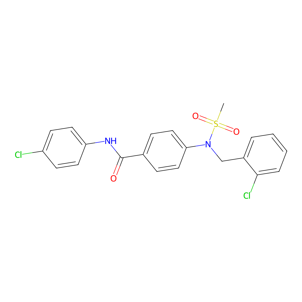 N-(4-chlorophenyl)-4-[(2-chlorophenyl)methyl-methylsulfonylamino]benzamide molecular structure, CAS 431906-50-2