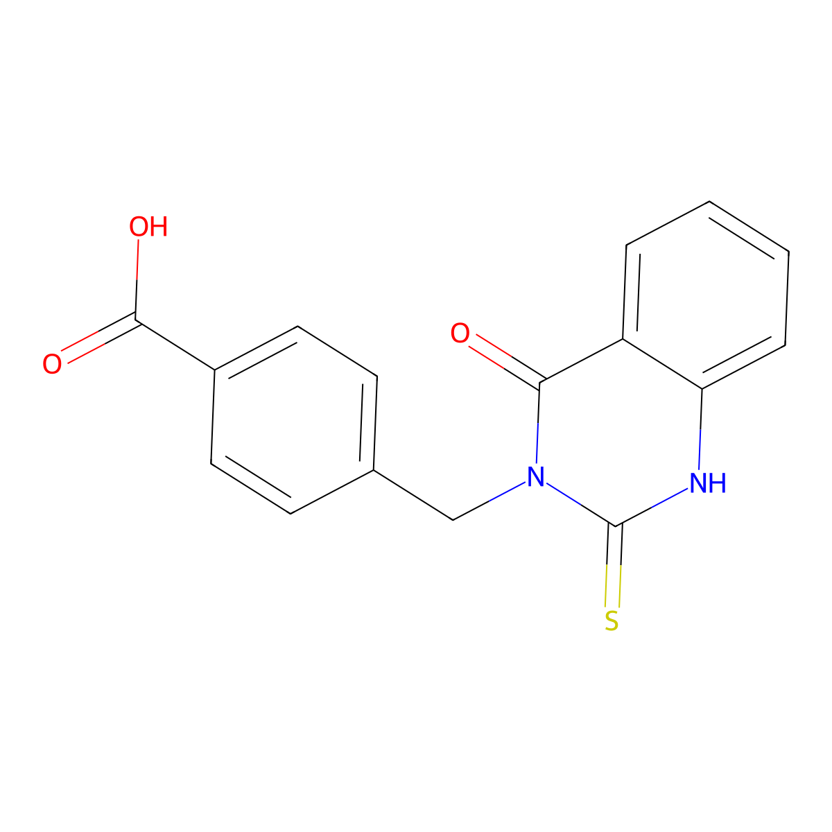 4-(4-Oxo-2-thioxo-1,4-dihydro-2H-quinazolin-3-ylmethyl)-benzoic acid molecular structure, CAS 431906-56-8