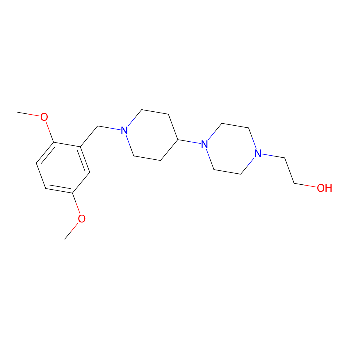2-[4-[1-[(2,5-Dimethoxyphenyl)methyl]piperidin-4-yl]piperazin-1-yl]ethanol molecular structure, CAS 431906-60-4