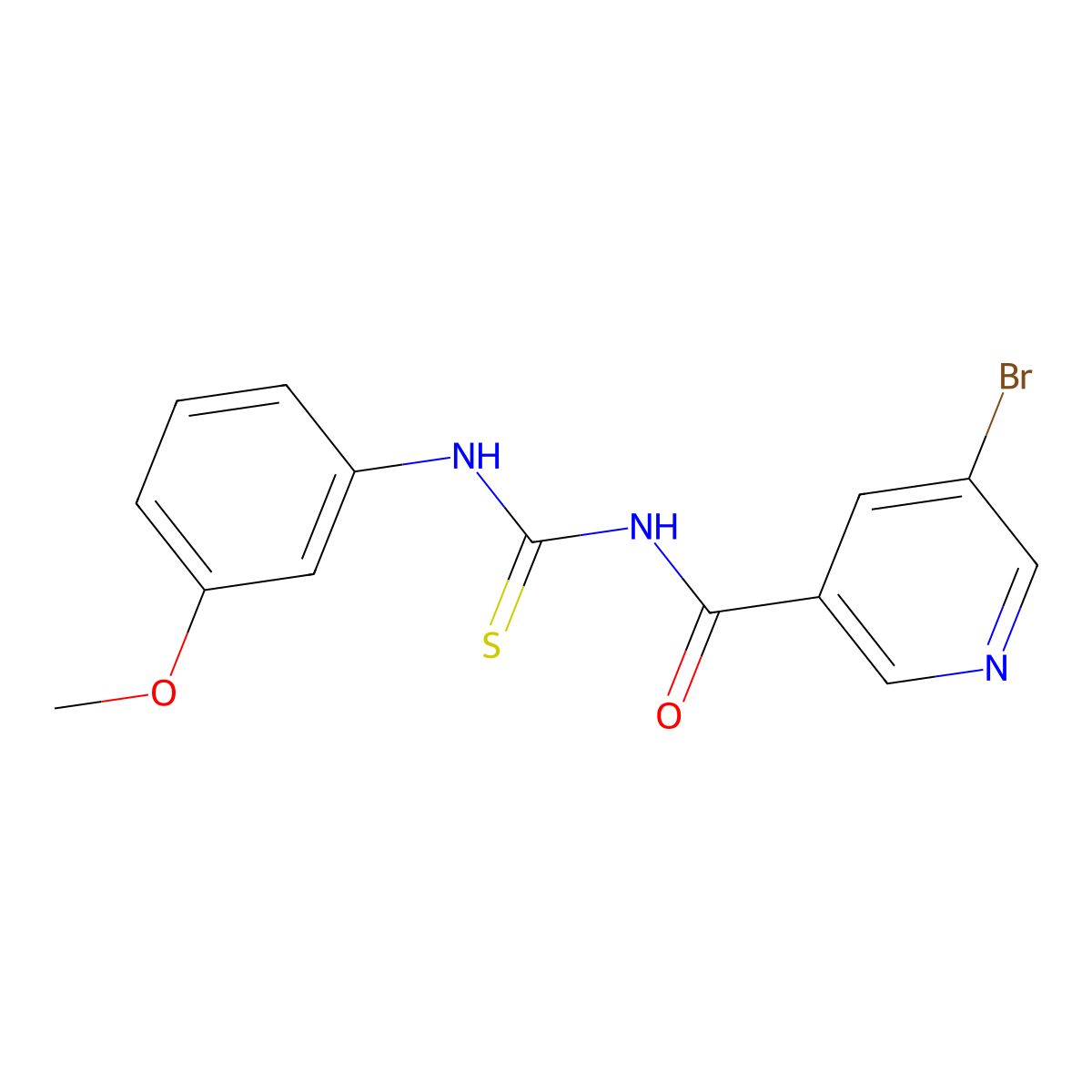 5-bromo-N-[(3-methoxyphenyl)carbamothioyl]pyridine-3-carboxamide molecular structure, CAS 431906-63-7