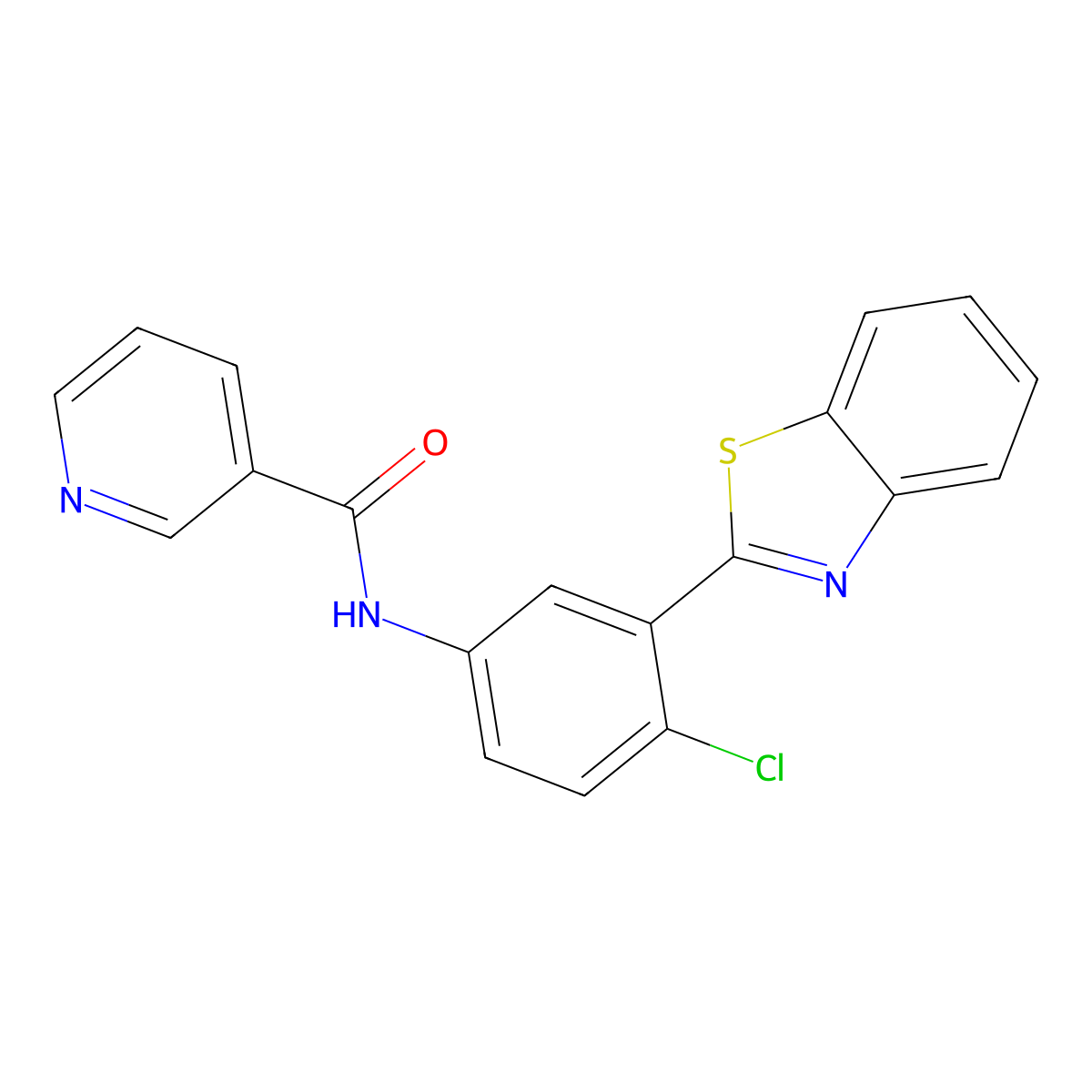 N-[3-(1,3-benzothiazol-2-yl)-4-chlorophenyl]pyridine-3-carboxamide molecular structure, CAS 431906-76-2