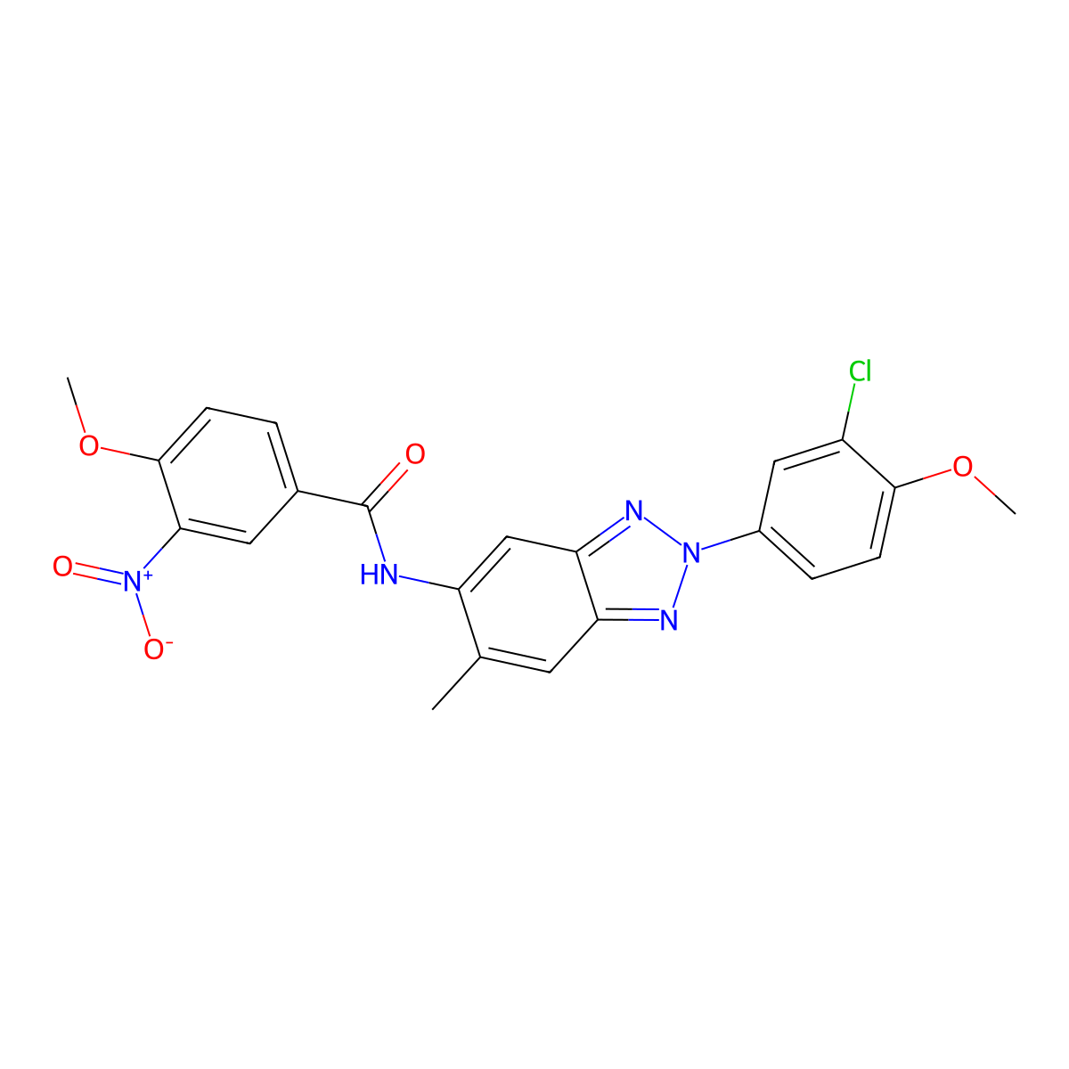 N-[2-(3-chloro-4-methoxyphenyl)-6-methylbenzotriazol-5-yl]-4-methoxy-3-nitrobenzamide molecular structure, CAS 431906-84-2
