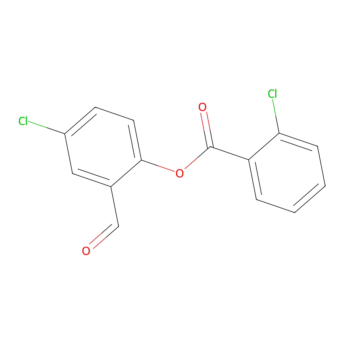 4-Chloro-2-formylphenyl 2-chlorobenzoate molecular structure, CAS 431907-03-8