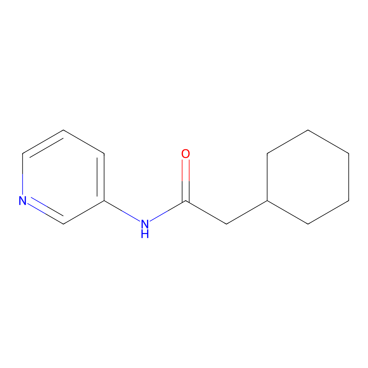 2-cyclohexyl-N-(pyridin-3-yl)acetamide molecular structure, CAS 431907-04-9