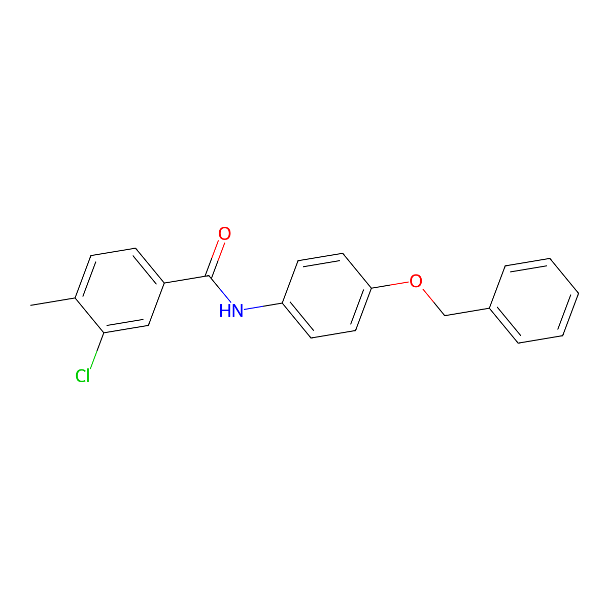 3-chloro-4-methyl-N-(4-phenylmethoxyphenyl)benzamide molecular structure, CAS 431907-06-1