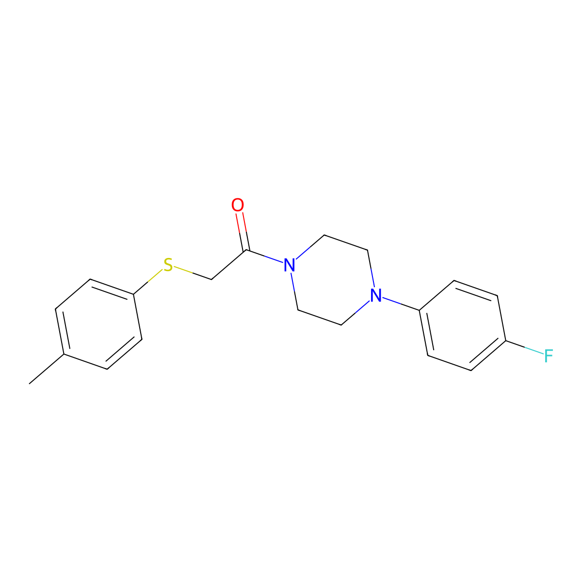 1-[4-(4-Fluorophenyl)piperazin-1-yl]-2-(4-methylphenyl)sulfanylethanone molecular structure, CAS 431907-12-9