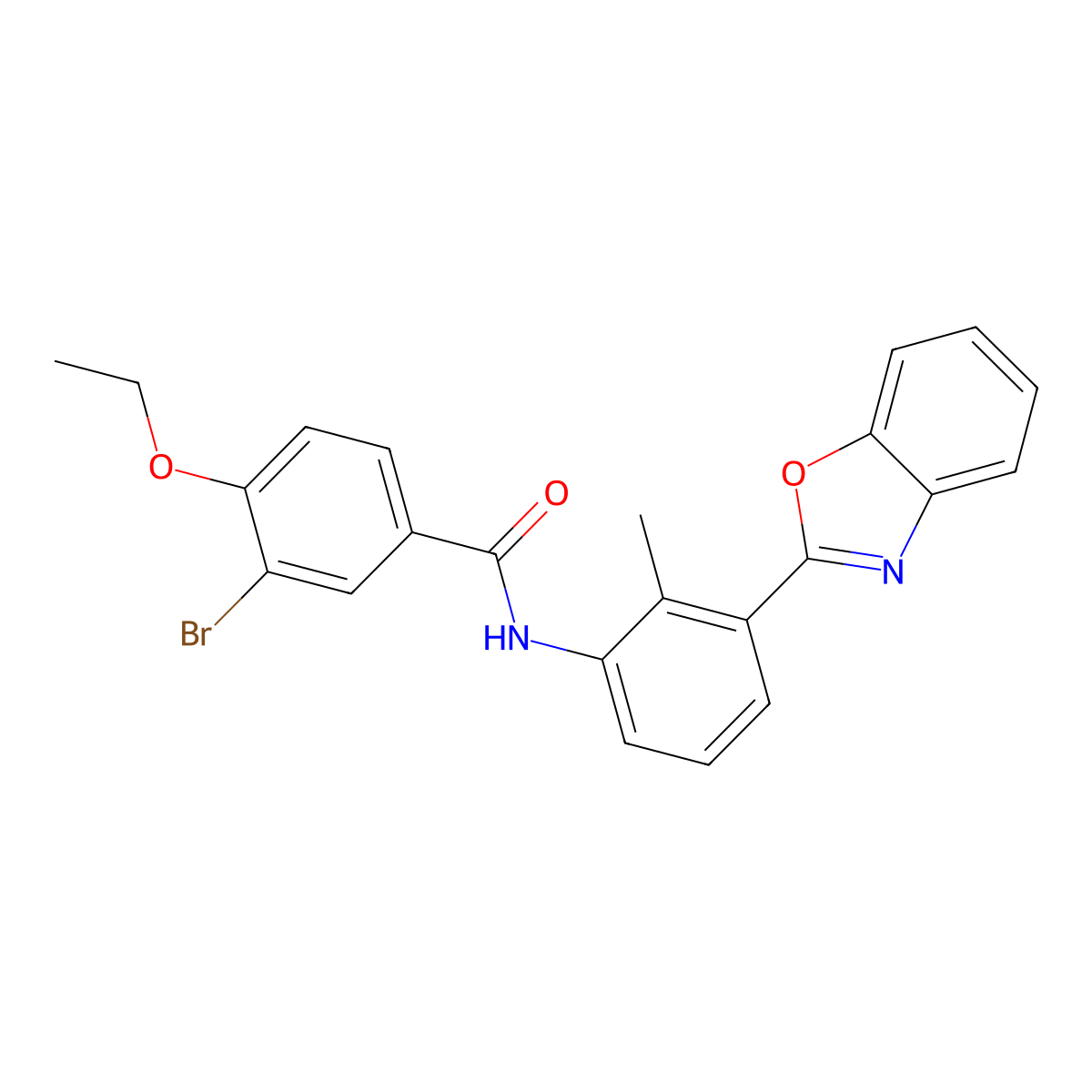 N-[3-(1,3-benzoxazol-2-yl)-2-methylphenyl]-3-bromo-4-ethoxybenzamide molecular structure, CAS 431907-19-6