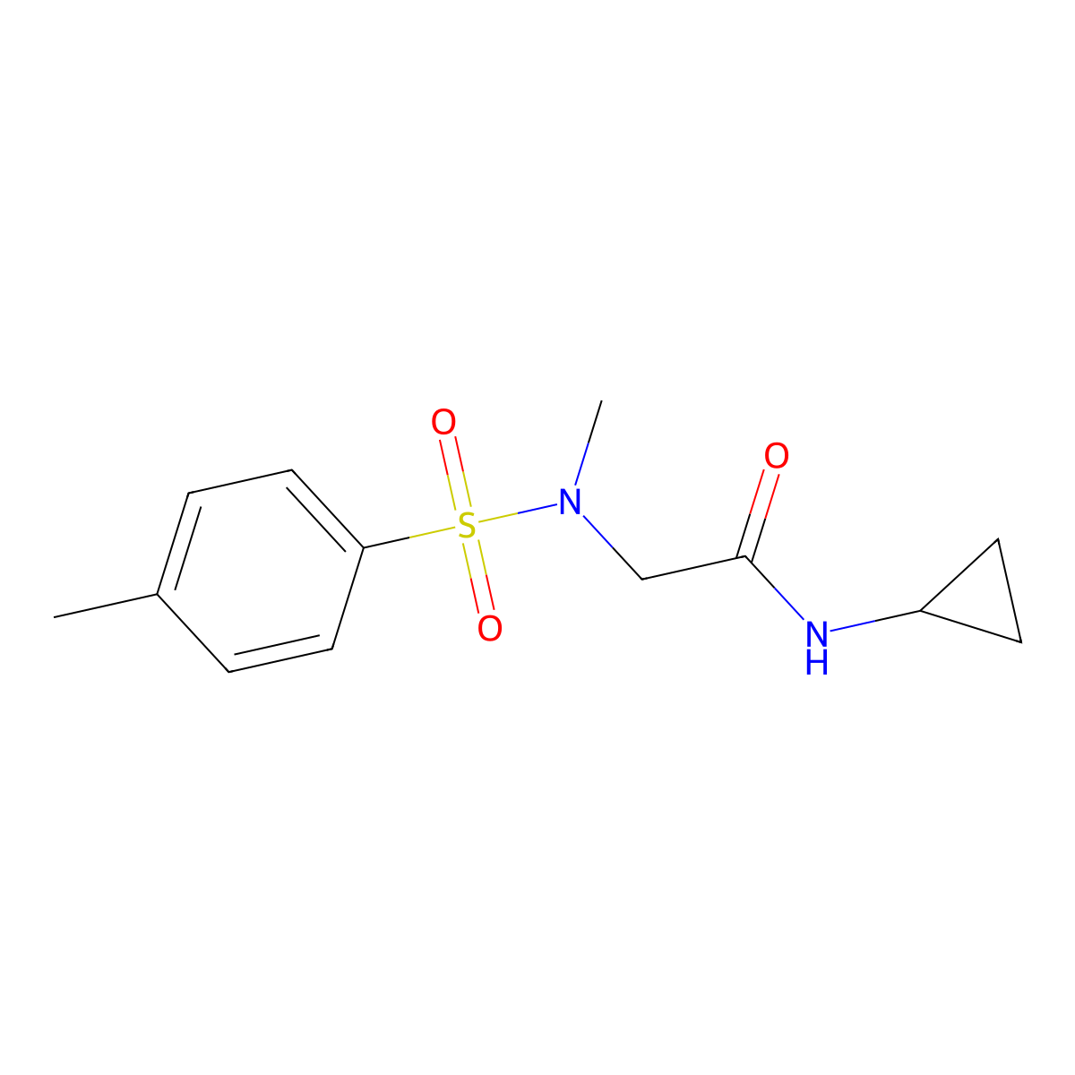 N-cyclopropyl-2-[methyl-(4-methylphenyl)sulfonylamino]acetamide molecular structure, CAS 431907-41-4