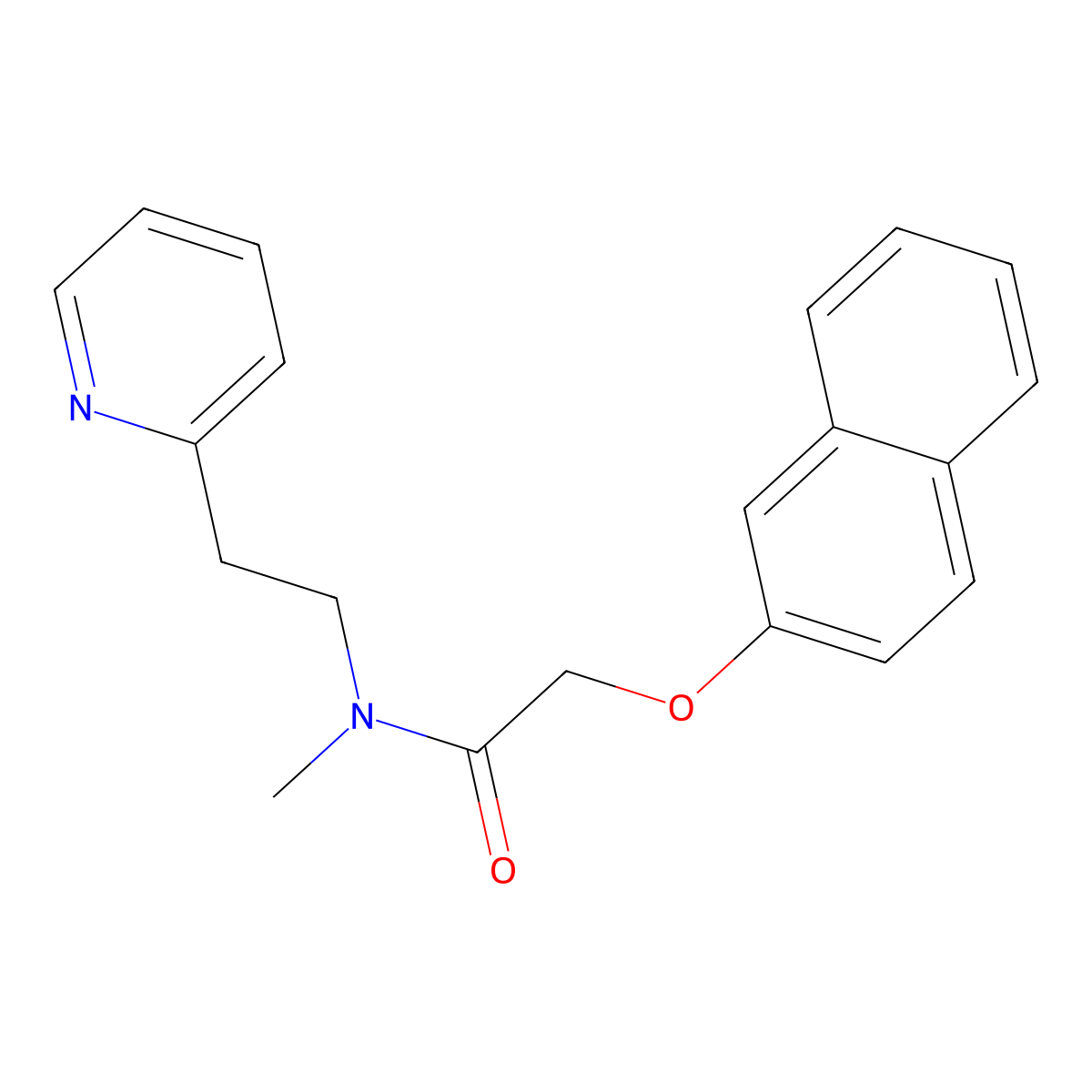 N-methyl-2-naphthalen-2-yloxy-N-(2-pyridin-2-ylethyl)acetamide molecular structure, CAS 431907-47-0