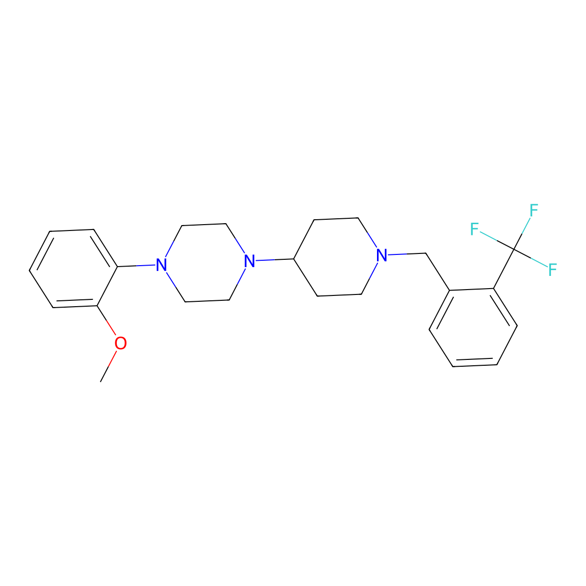 1-(2-Methoxyphenyl)-4-{1-[2-(trifluoromethyl)benzyl]piperidin-4-yl}piperazine molecular structure, CAS 431907-50-5