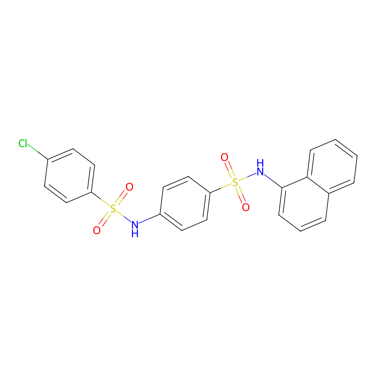 4-[(4-chlorophenyl)sulfonylamino]-N-naphthalen-1-ylbenzenesulfonamide molecular structure, CAS 431907-54-9