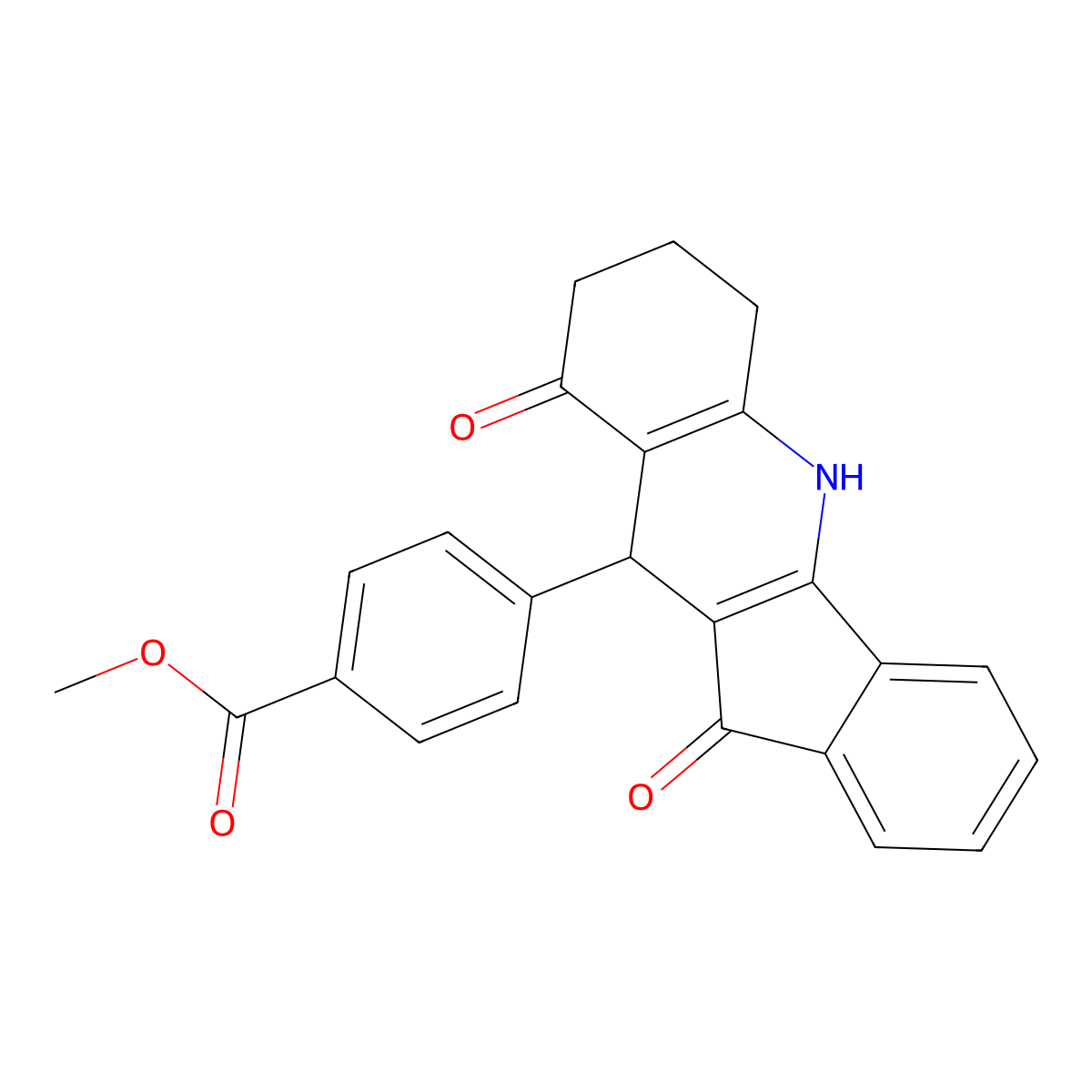 methyl 4-(9,11-dioxo-6,7,8,9,10,11-hexahydro-5H-indeno[1,2-b]quinolin-10-yl)benzoate molecular structure, CAS 431907-64-1