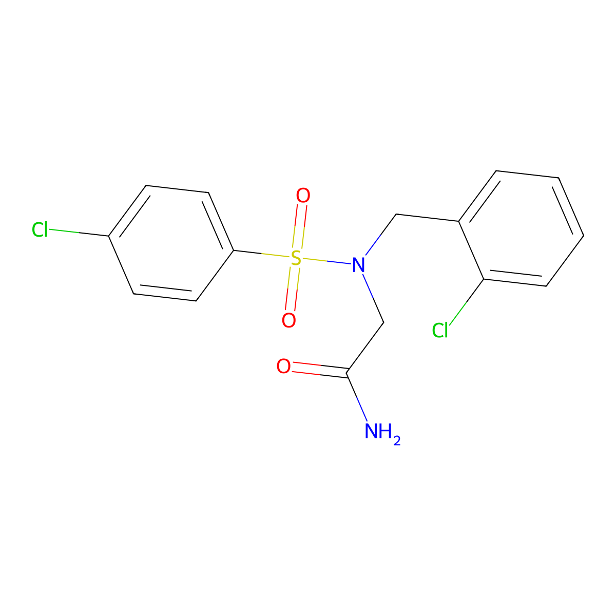 2-[(2-Chlorophenyl)methyl-(4-chlorophenyl)sulfonylamino]acetamide molecular structure, CAS 431907-67-4