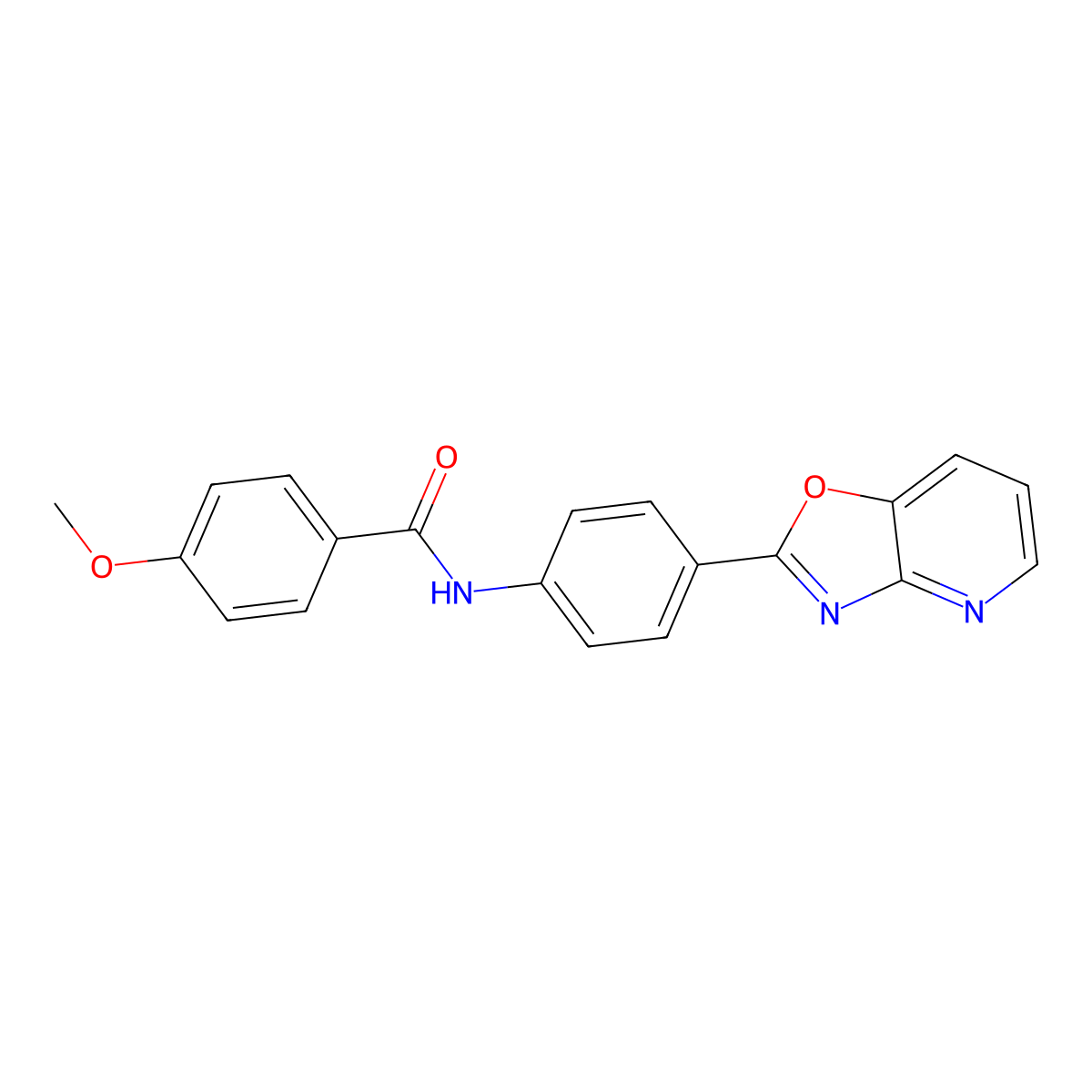 4-methoxy-N-(4-[1,3]oxazolo[4,5-b]pyridin-2-ylphenyl)benzamide molecular structure, CAS 431907-80-1