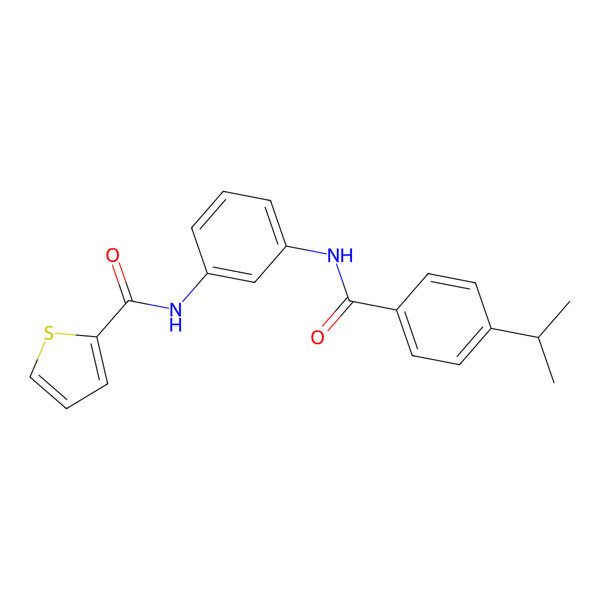 N-[3-({[4-(propan-2-yl)phenyl]carbonyl}amino)phenyl]thiophene-2-carboxamide molecular structure, CAS 431908-03-1