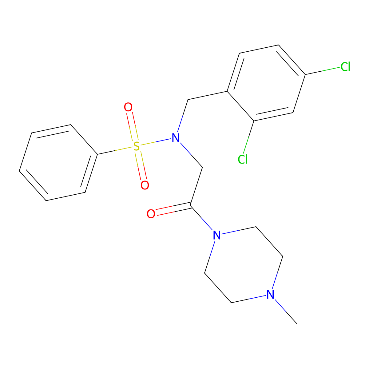 N-(2,4-dichlorobenzyl)-N-[2-(4-methylpiperazin-1-yl)-2-oxoethyl]benzenesulfonamide molecular structure, CAS 431908-12-2
