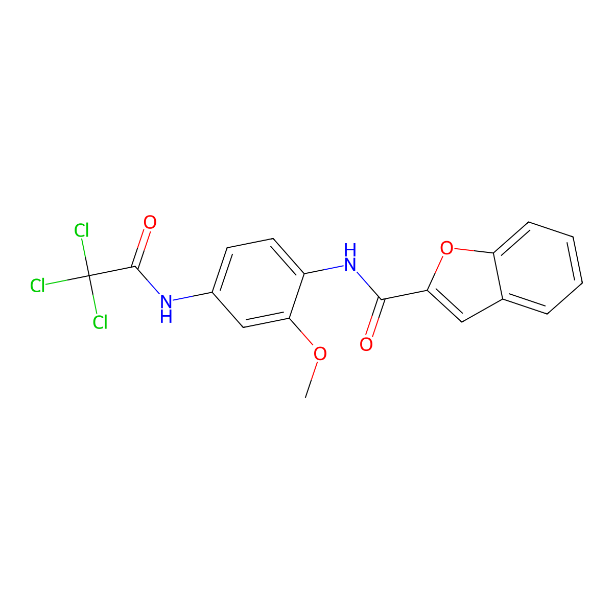 N-{2-methoxy-4-[(trichloroacetyl)amino]phenyl}-1-benzofuran-2-carboxamide molecular structure, CAS 431908-19-9