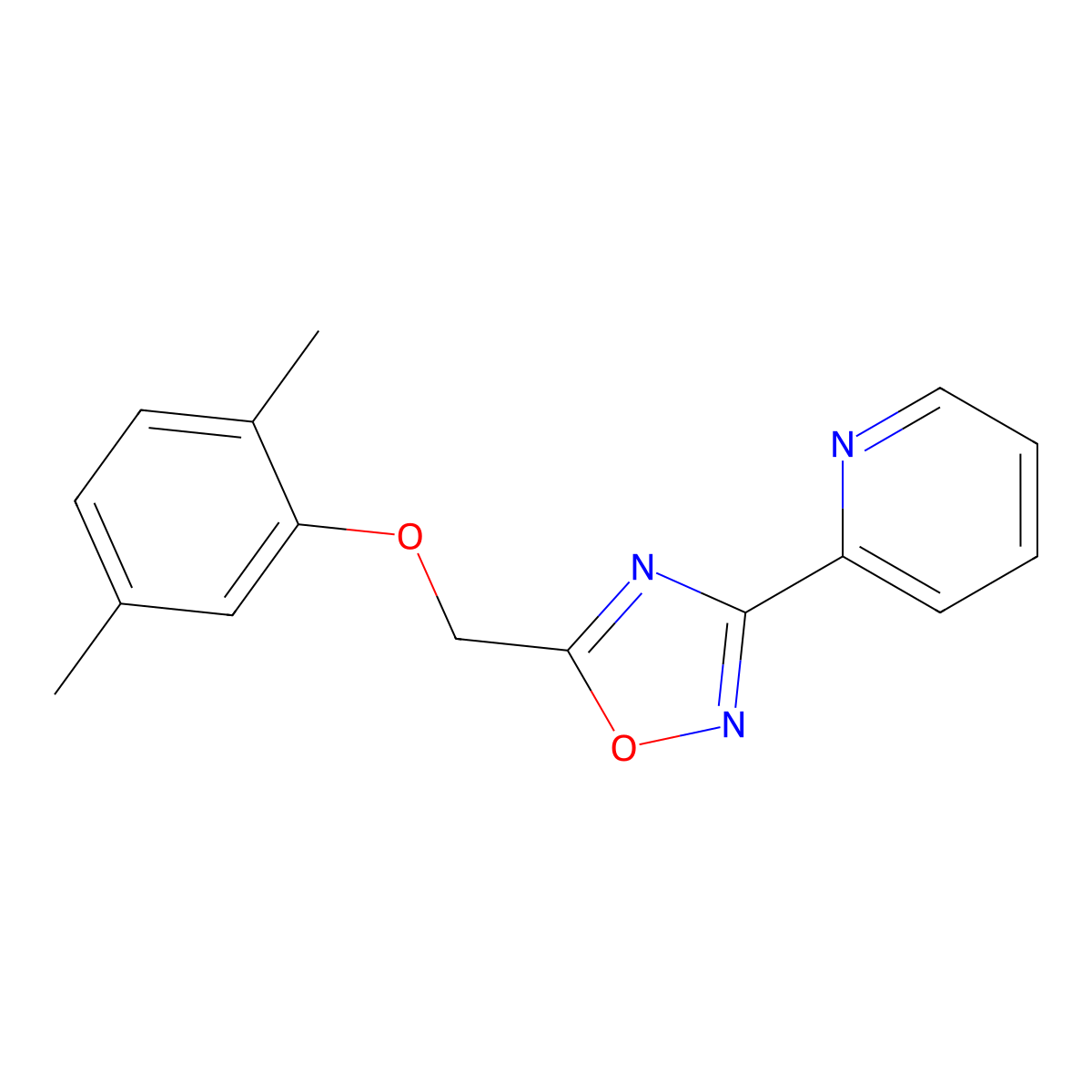 2-{5-[(2,5-Dimethylphenoxy)methyl]-1,2,4-oxadiazol-3-yl}pyridine molecular structure, CAS 431908-21-3
