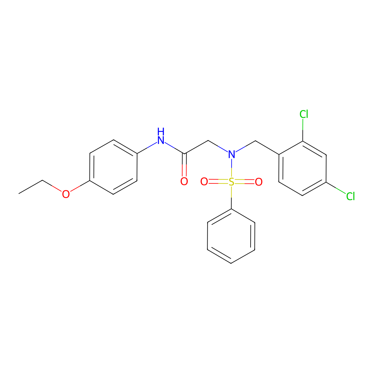 2-[benzenesulfonyl-[(2,4-dichlorophenyl)methyl]amino]-N-(4-ethoxyphenyl)acetamide molecular structure, CAS 431908-26-8