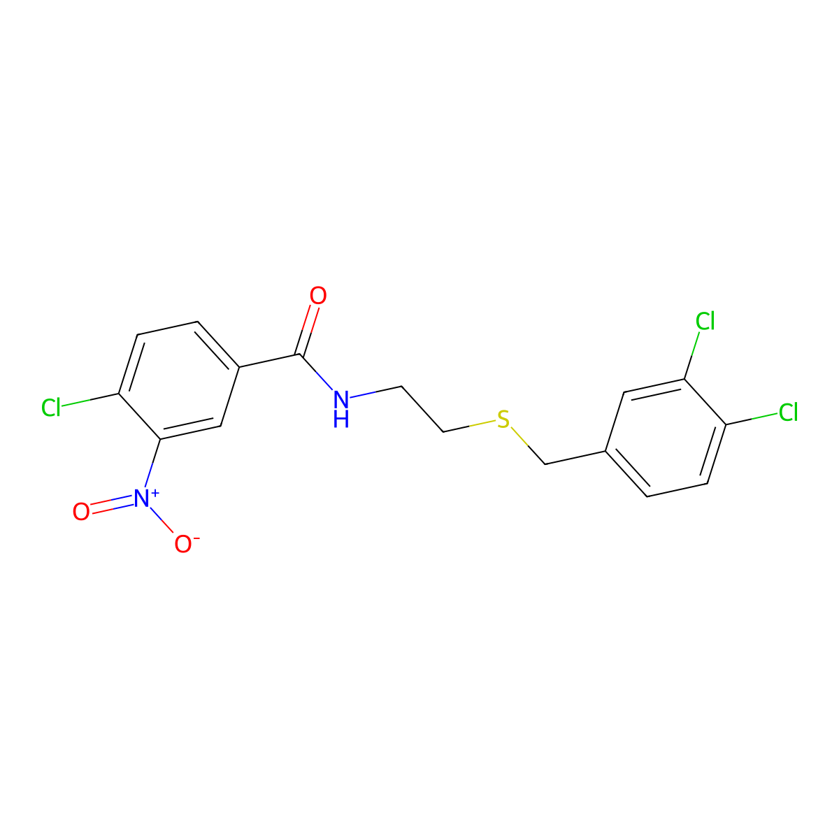 4-chloro-N-{2-[(3,4-dichlorobenzyl)sulfanyl]ethyl}-3-nitrobenzamide molecular structure, CAS 431908-27-9