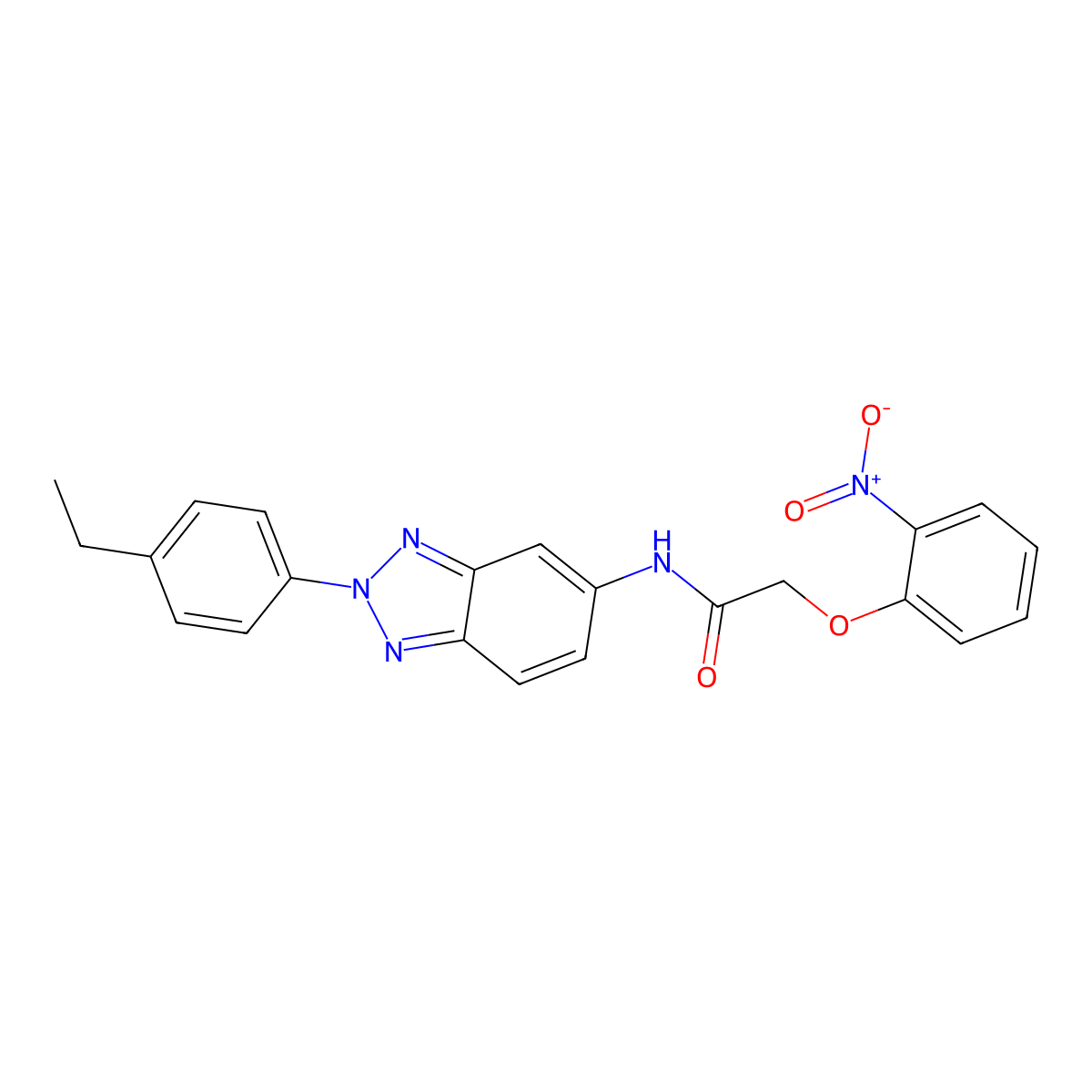 N-[2-(4-ethylphenyl)benzotriazol-5-yl]-2-(2-nitrophenoxy)acetamide molecular structure, CAS 431908-28-0