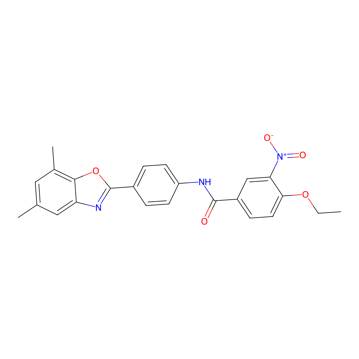 N-[4-(5,7-dimethyl-1,3-benzoxazol-2-yl)phenyl]-4-ethoxy-3-nitrobenzamide molecular structure, CAS 431908-39-3