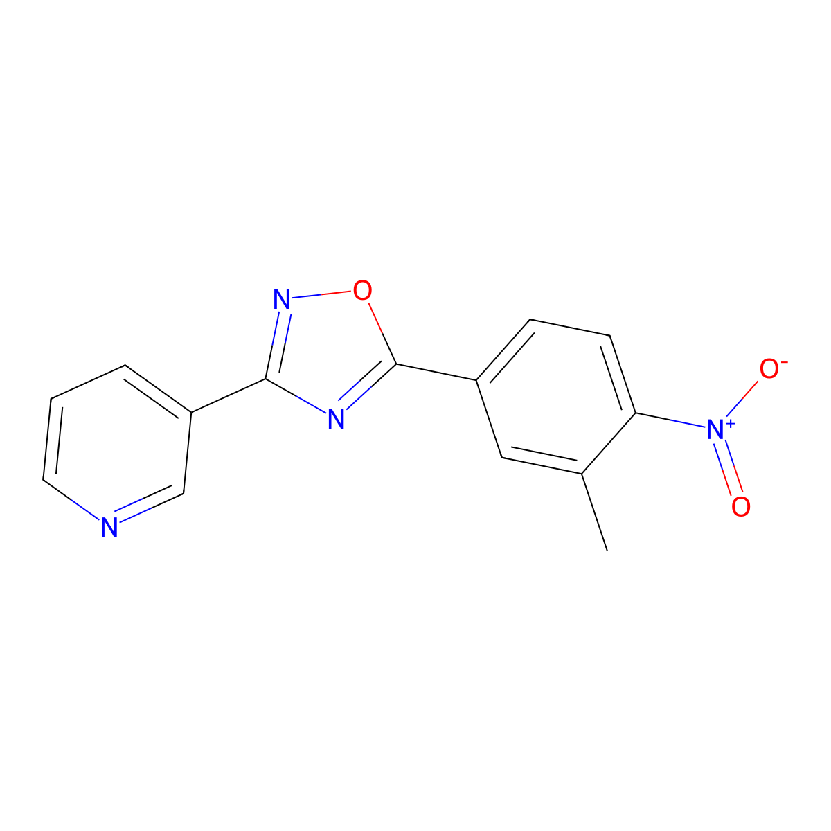 3-[5-(3-Methyl-4-nitrophenyl)-1,2,4-oxadiazol-3-yl]pyridine molecular structure, CAS 431908-41-7