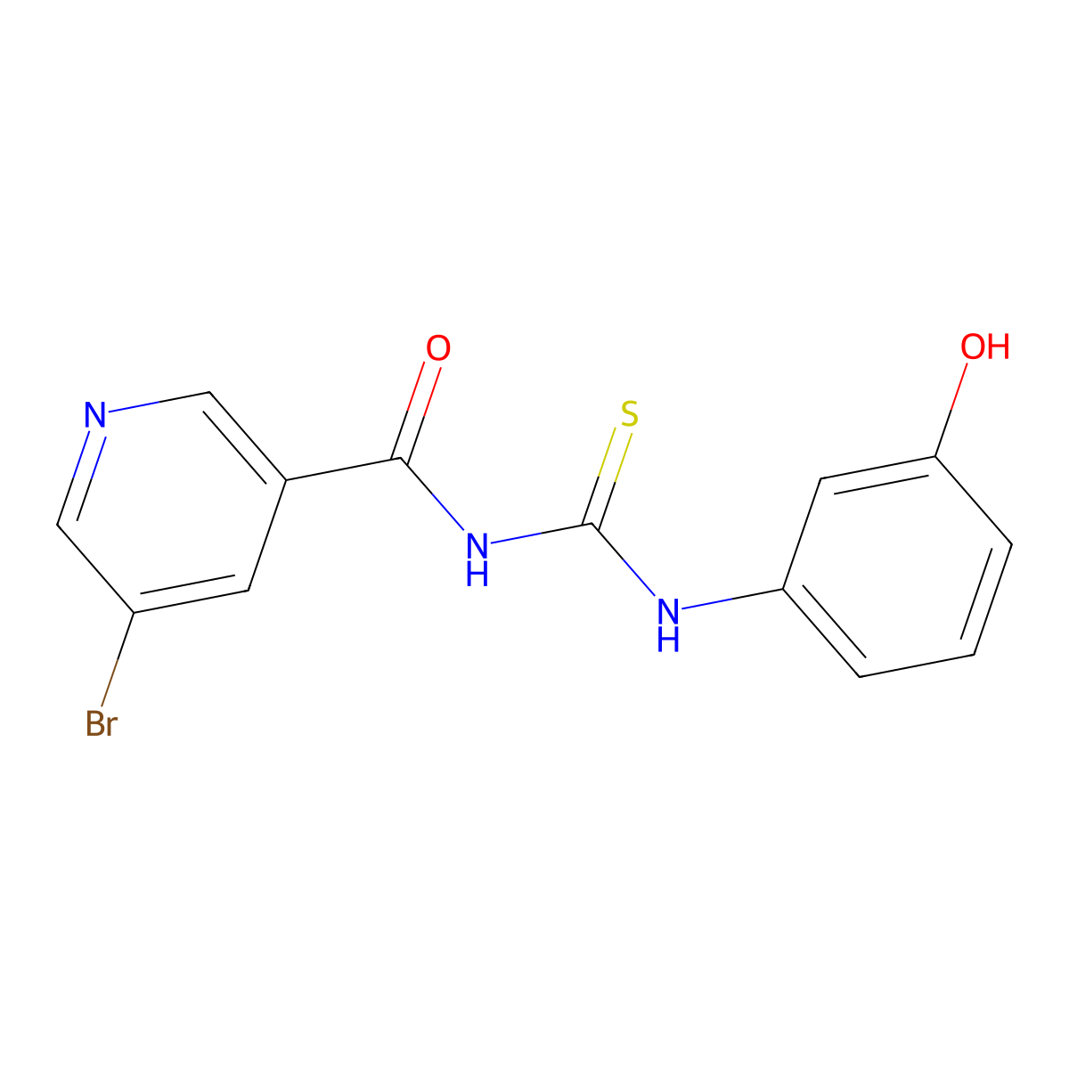 5-bromo-N-[(3-hydroxyphenyl)carbamothioyl]pyridine-3-carboxamide molecular structure, CAS 431908-42-8