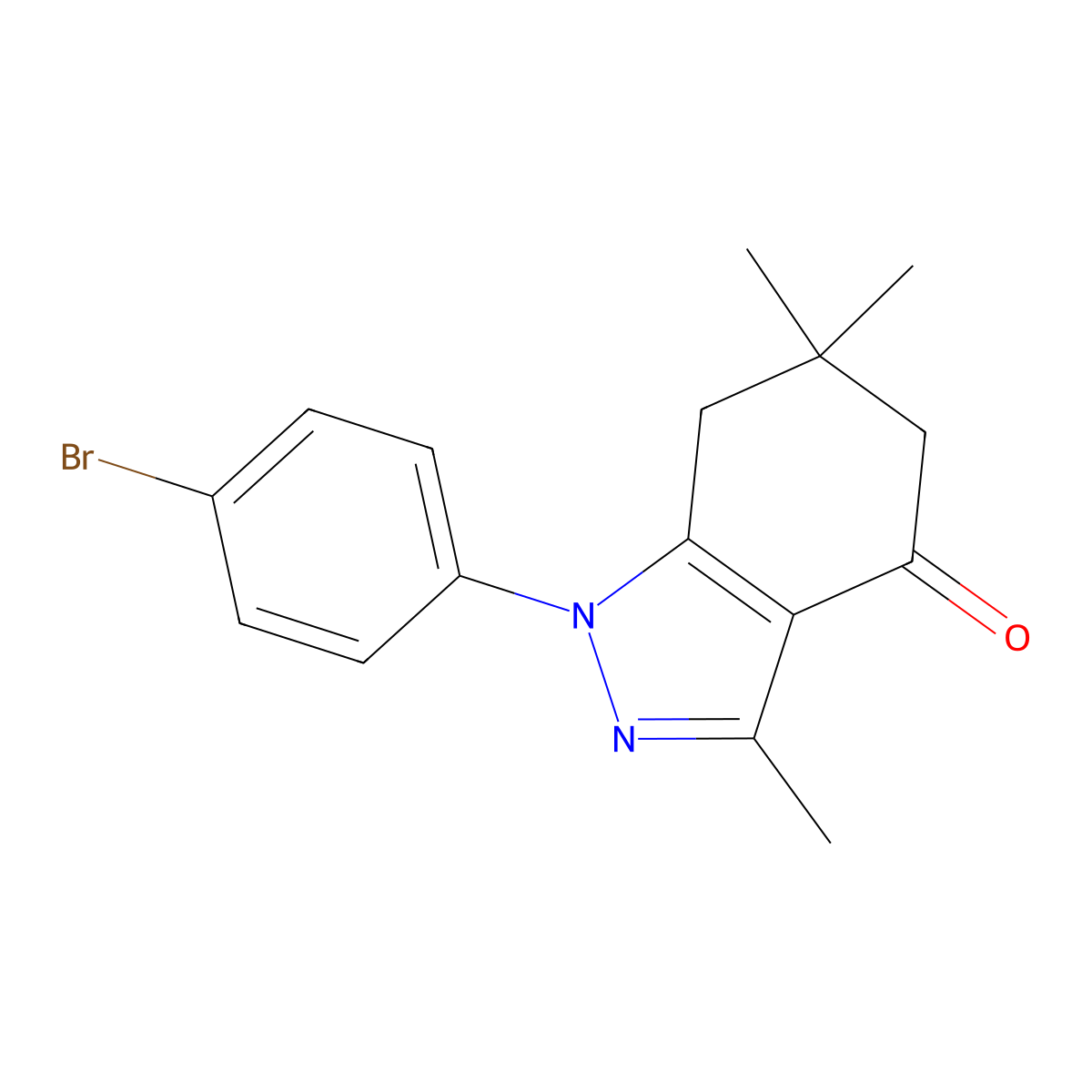 1-(4-Bromophenyl)-3,6,6-trimethyl-5,7-dihydroindazol-4-one molecular structure, CAS 431908-55-3