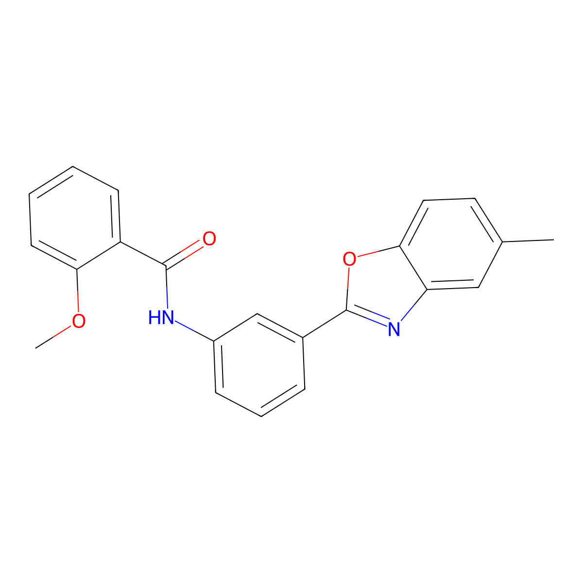 2-methoxy-N-[3-(5-methyl-1,3-benzoxazol-2-yl)phenyl]benzamide molecular structure, CAS 431908-71-3