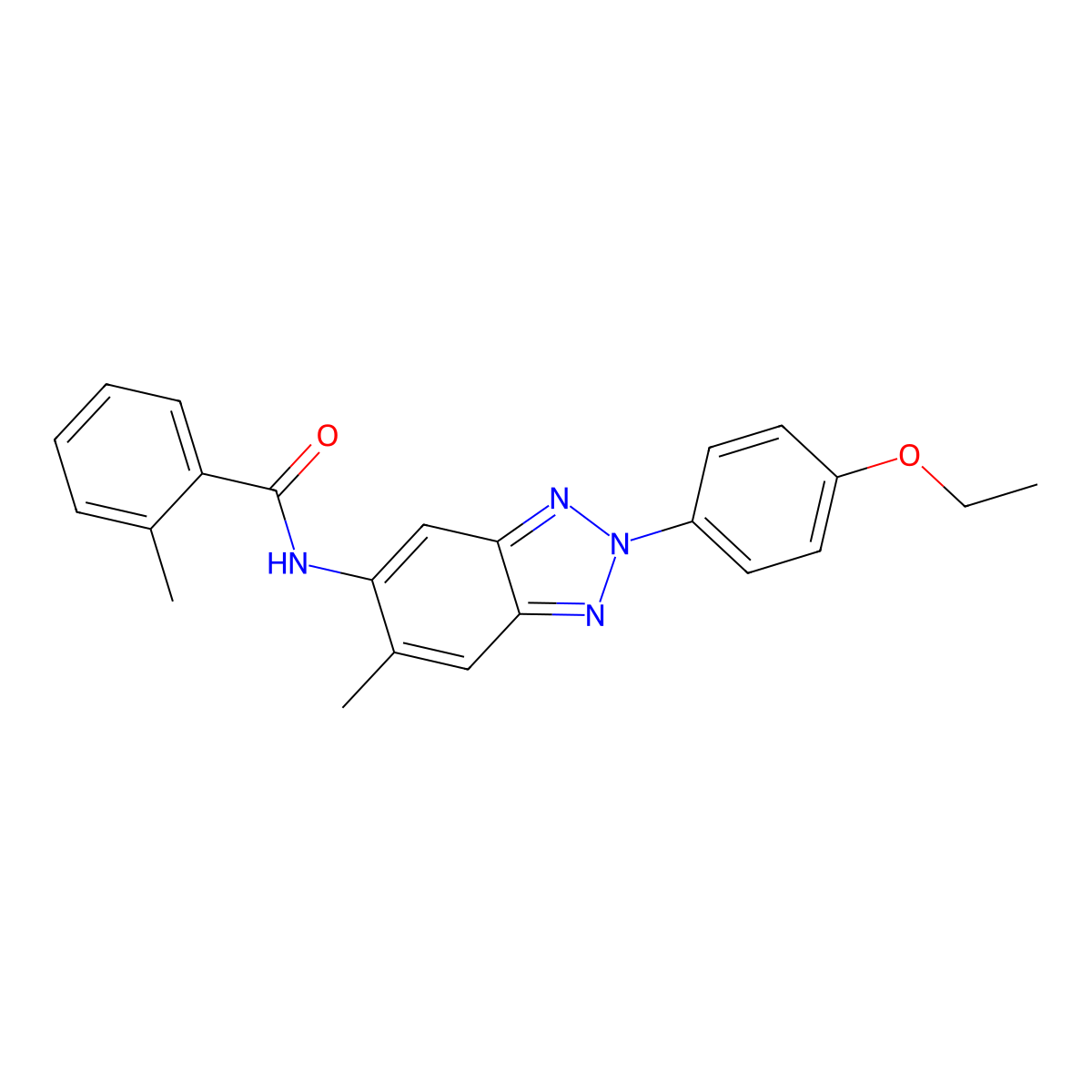 N-[2-(4-ethoxyphenyl)-6-methylbenzotriazol-5-yl]-2-methylbenzamide molecular structure, CAS 431908-76-8