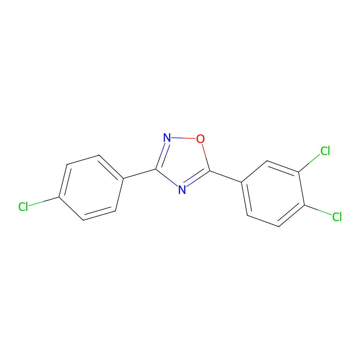 3-(4-Chlorophenyl)-5-(3,4-dichlorophenyl)-1,2,4-oxadiazole molecular structure, CAS 431908-90-6