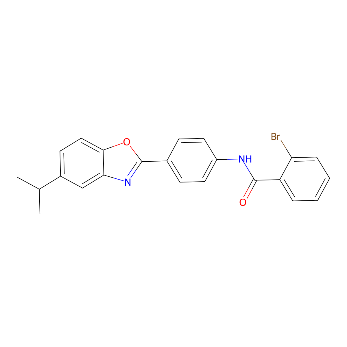 2-bromo-N-{4-[5-(propan-2-yl)-1,3-benzoxazol-2-yl]phenyl}benzamide molecular structure, CAS 431908-94-0